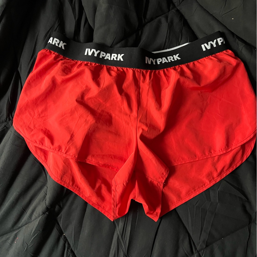 Ivy park taped red running shorts size m